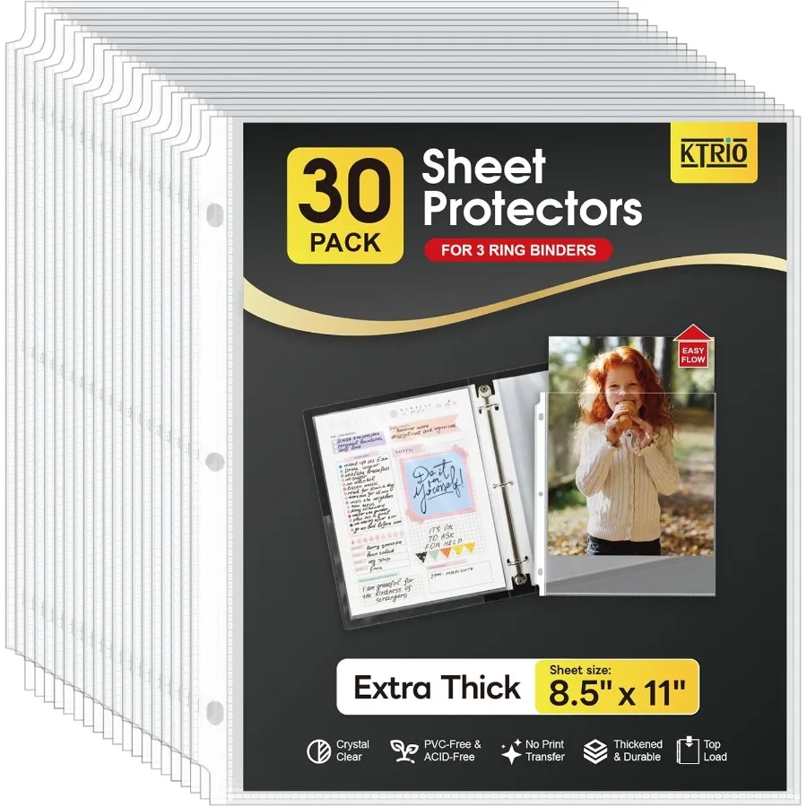 

Сверхмощные защитные листы 8,5 x 11 ih 3 мил, толстая прозрачная защита страниц для 3-х кольцевых переплетов, пластиковые рукава для переплетов с верхней загрузкой