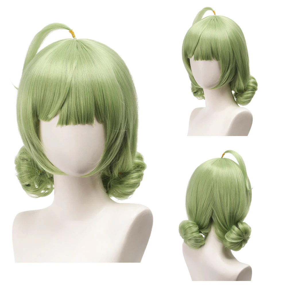 Высококачественные аниме Арага Киви, синтетические волосы для косплея, 12 дюймов, светло-зеленый цельный двойной пучок, повседневный парик для вечеринок, термостойкий