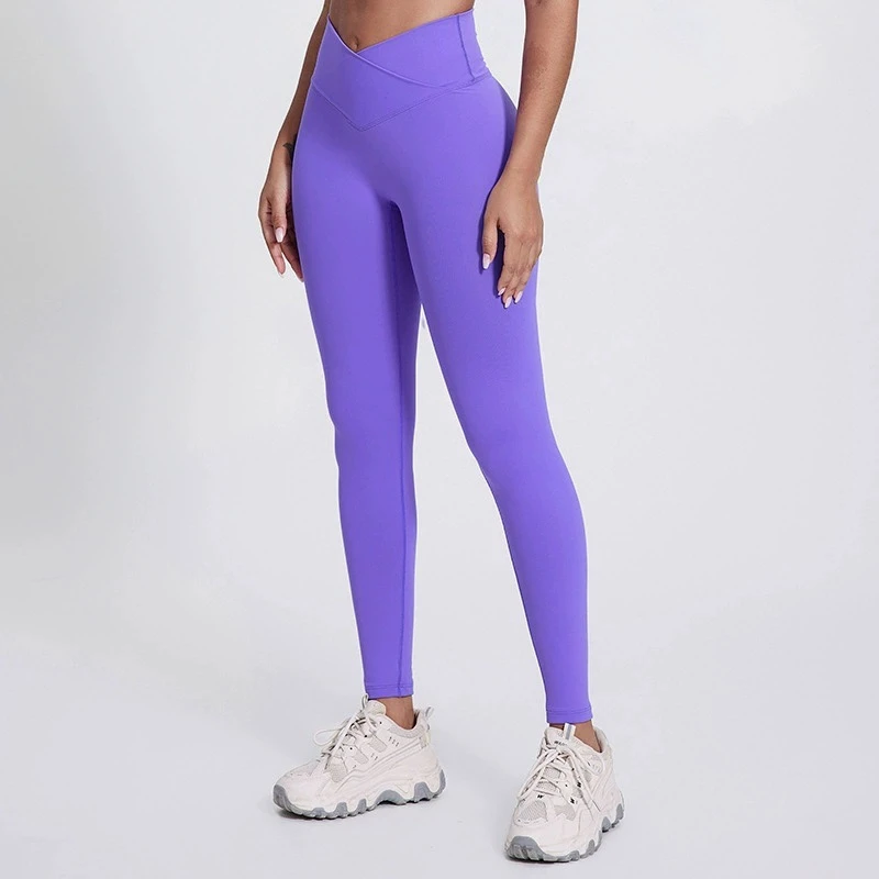 

Solid Color Yoga Leggings Women Gym Sports Tights Cross Style High Waist Yoga Pants Push Up Fitness Leggings Running Trousers