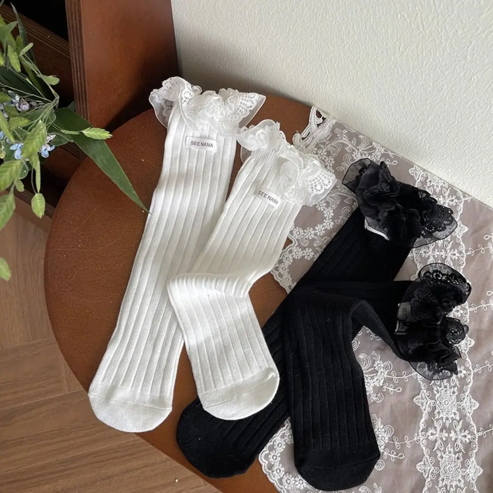 

Cute Solid Color Balletcore Lace Socks Autumn&Winter Korean Style Mid-Tube Hosiery Cloth Accessories Mesh Thin Stockings Women