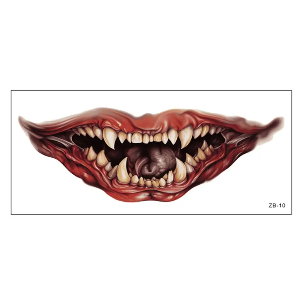 هالوين الفم كبير الوشم ملصق ، الرعب الجرح ، المتاح ، DIY بها بنفسك ، مقاوم للماء ، الزخرفية ، ماكياج ، الشفاه الطرف ، Z8C8 ، 1 قطعة