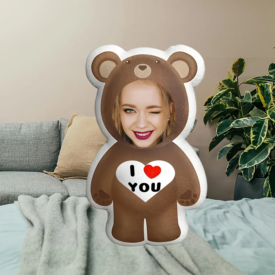 وسادة تحمل صور مخصصة مخصصة "أنا أحبك" هدية مثالية من القطيفة للوجه لأحبيبهم. قطيفة قصيرة ناعمة ومريحة