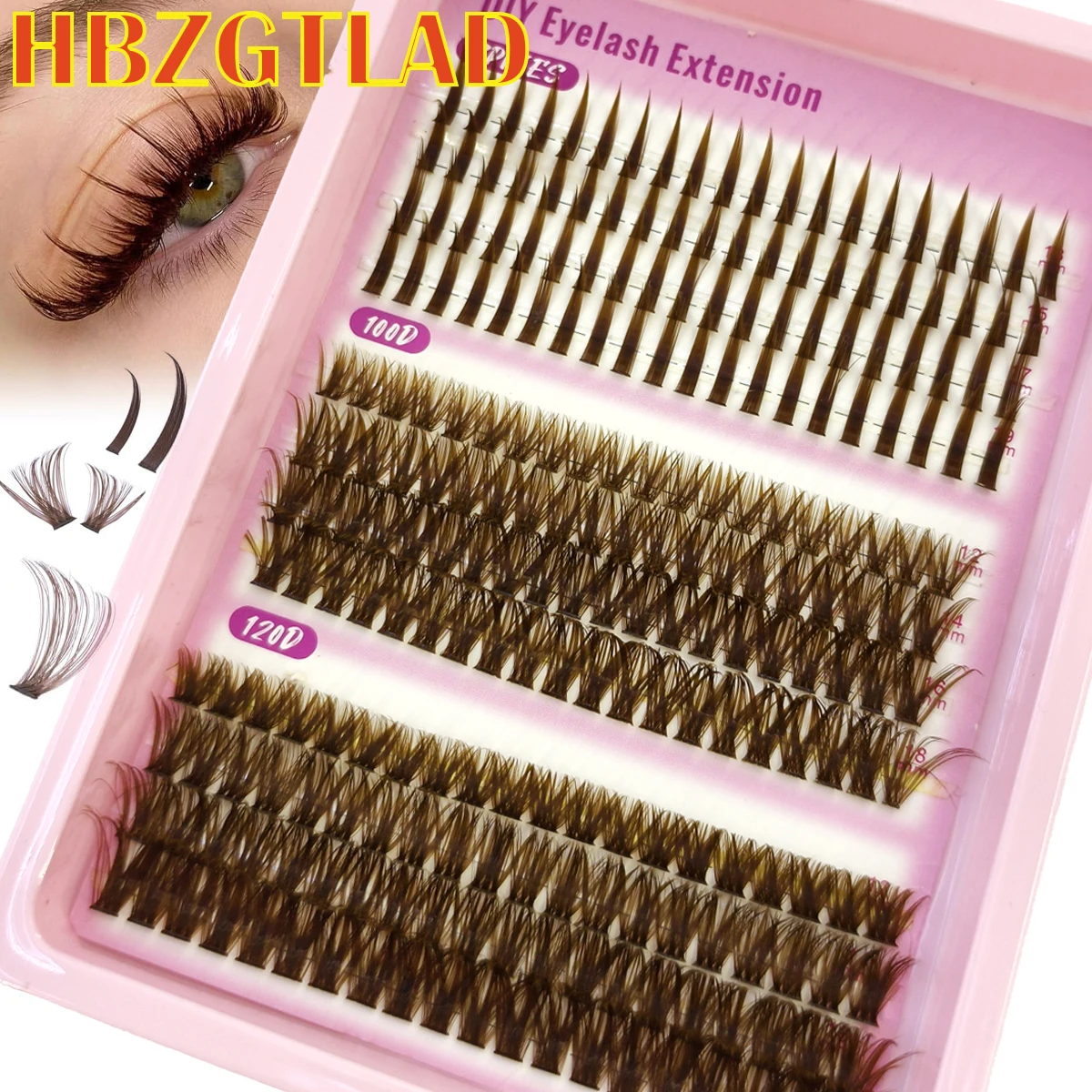 HBZGTLAD Spikes+100D+120D Brown eyelash clusters naturally 240 clusters faux cils eyelash extensions Wispy Lashes