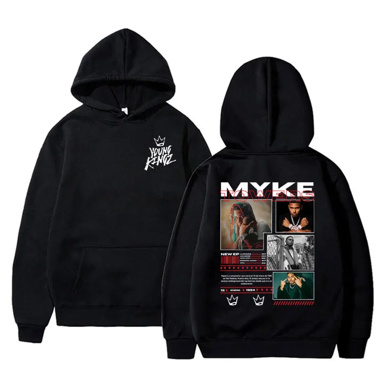 

Rapper Myke Towers Print Hoodie Male Fashion Pop Music Streetwear Men Women Hip Hop Oversized Sweatshirt Unisex Fleece Hoodies