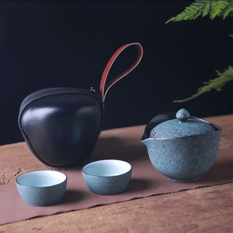 

Customize Chinese Tea Set Ceramic Portable Teapot Set Outdoor Travel Gaiwan Tea Cups of Tea Ceremony Teacup Fine Gifts