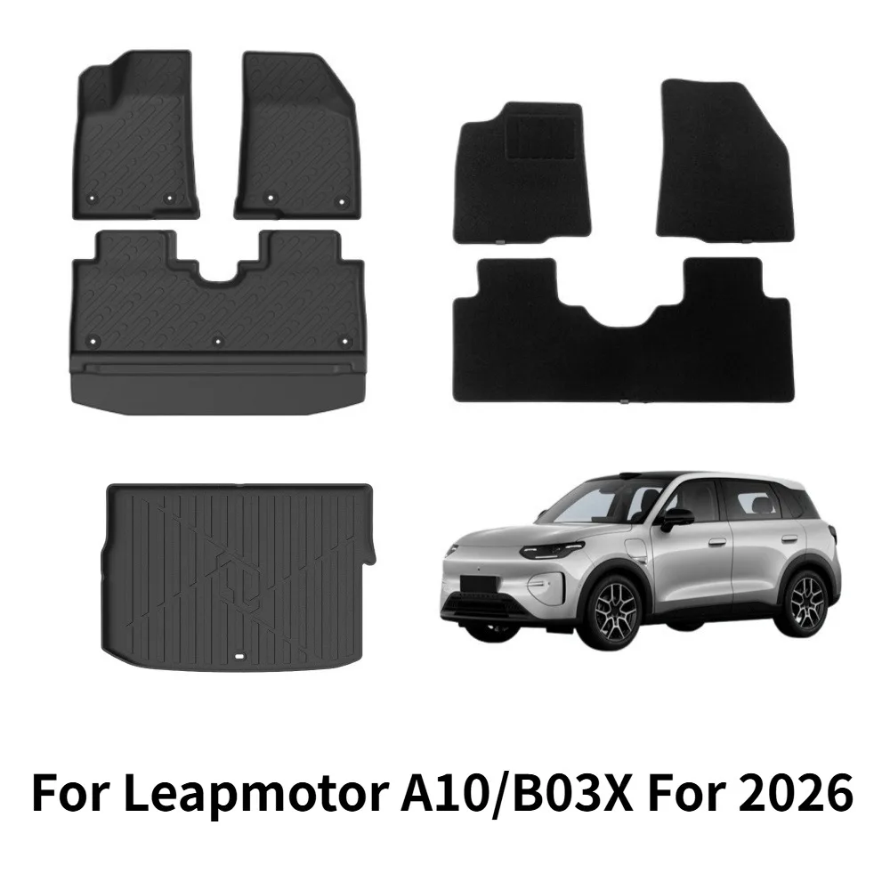 

For 2026 Leapmotor A10/B03X Car Floor Mats, Waterproof and Environmentally Friendly TPE Floor Mats in All Seasons, Trunk Mats
