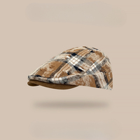 Retro Niche Gradual Change Color Plaid Forward Hat Men and Women Spring and Autumn Grinding Warm Fashion British Painter Cap