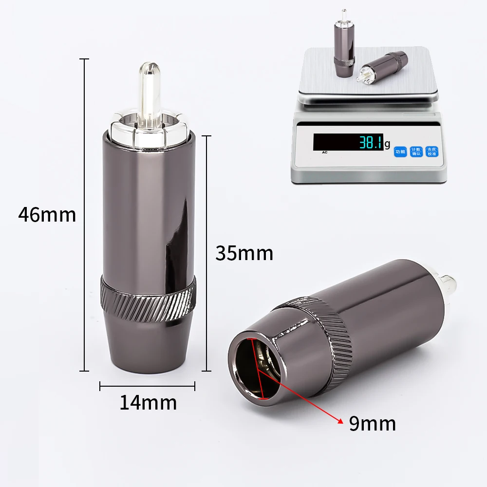 4 шт посеребренный аудио RCA разъем 8 мм кабель Серебряный разъем HIFI