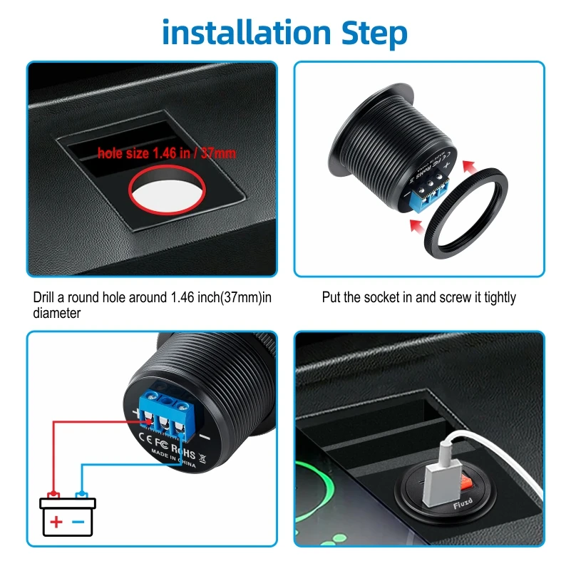 Car Charger QC3.0 Dual USB Cigarette Lighter Socket With Voltmeter Switch Quick Charge Adapter 12/24V Car Accessories