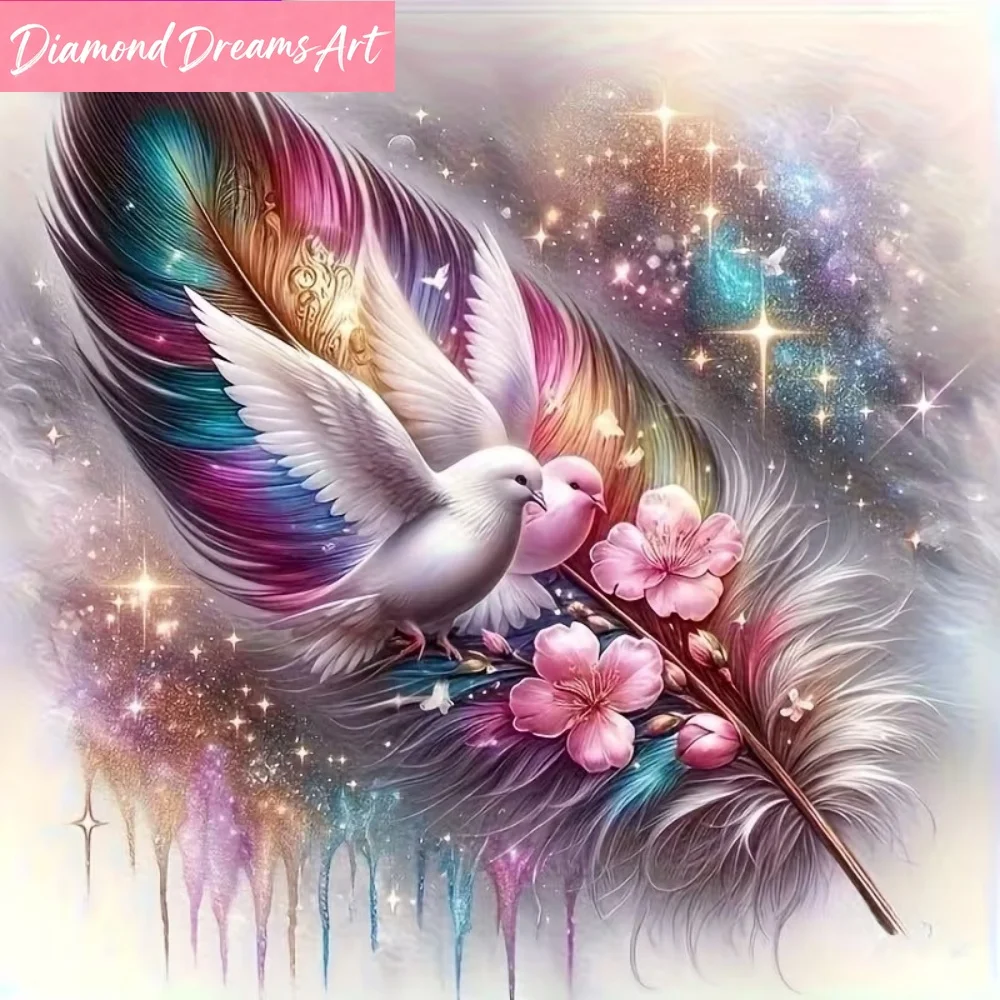 

Bird Diamond Embroidery Animal Painting Flower Pattern for Adults Beginners DIY Mosaic Feather Needlework Wall Decor,frameless