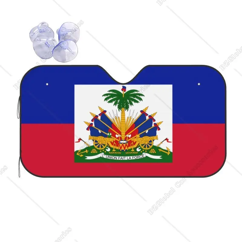 Haiti Flag Windshield Sun Shade Car Front Window Sunshade Blocker UV Visor Retractable Automotive Sunshades for Vehicle SUV