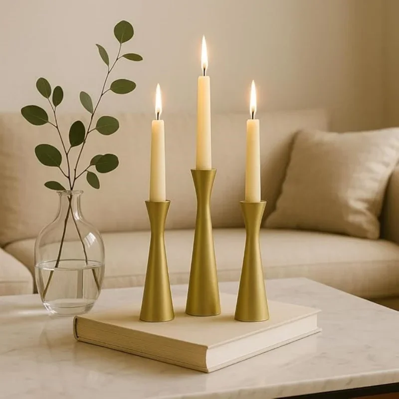 2/3pcs Gold Luxury Slim Waist Candle Holder Set Minimalist Candlestick Flower Vase for Home Centerpiece Table Decor New Fashion