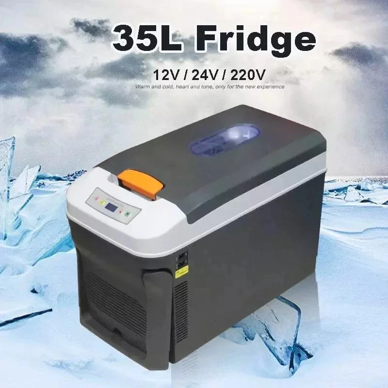 Sturdy 35L Portable Car Fridge Cooler Warmer LED Display 12V 24V Outdoor Camping SUV Parts