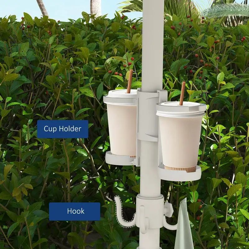 مظلة شاطئ محمولة بطول 5.7 قدم مع وظيفة إمالة، ارتفاع قابل للتعديل، حاملين كوبين وخطافين، مظلة مكشكشة بالأشعة فوق البنفسجية 40+، أزرق وأزرق