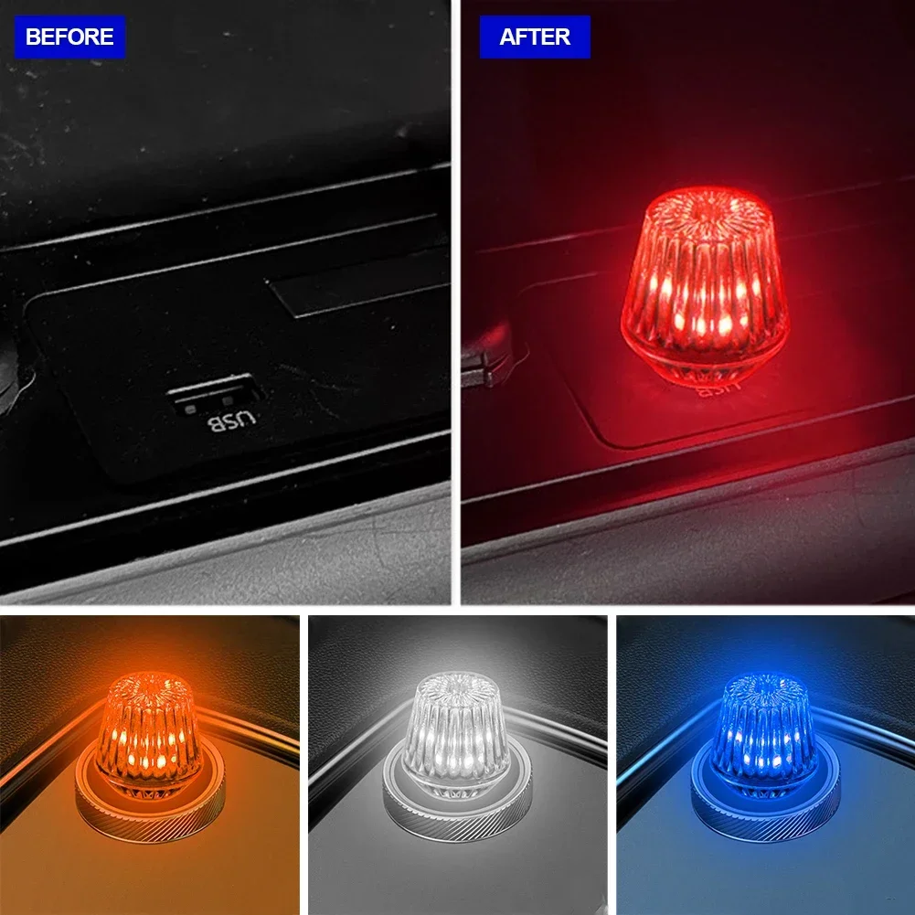 Car Mini USB LED Atmosphere Lights Auto Interior For Party Ambient Modeling Automotive USB Plug Play Decorative Lamp