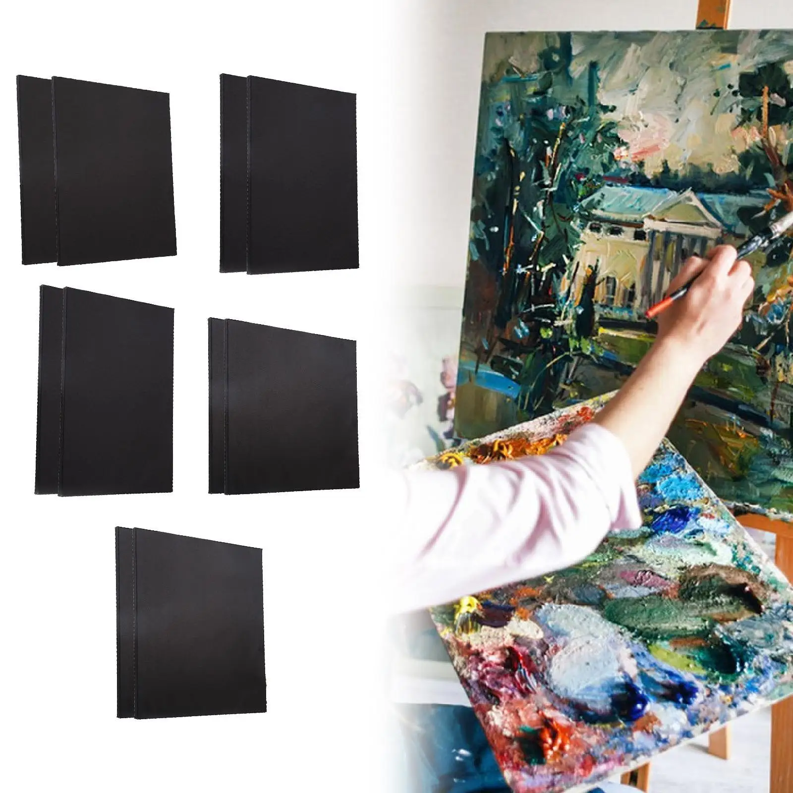 2-х предметная деревянная рамка, художественные принадлежности, хлопковый черный холст, черный натянутый холст для поделок, акриловая картина маслом, темпер
