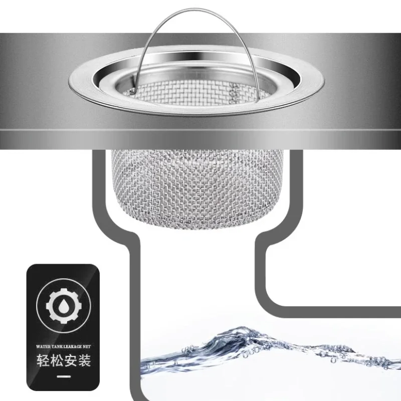 Kitchen Sink Strainer Filter Stainless Steel Cleaning Stuff Cover Food Hair Stopper Plug Basket with Handle Drain Accessories