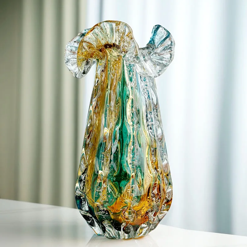 Luxury Glass Vase Money Bag Design Bubble Vases Living Room Modern Creative Tabletop Vase Interior Decoration Aesthetic Vases