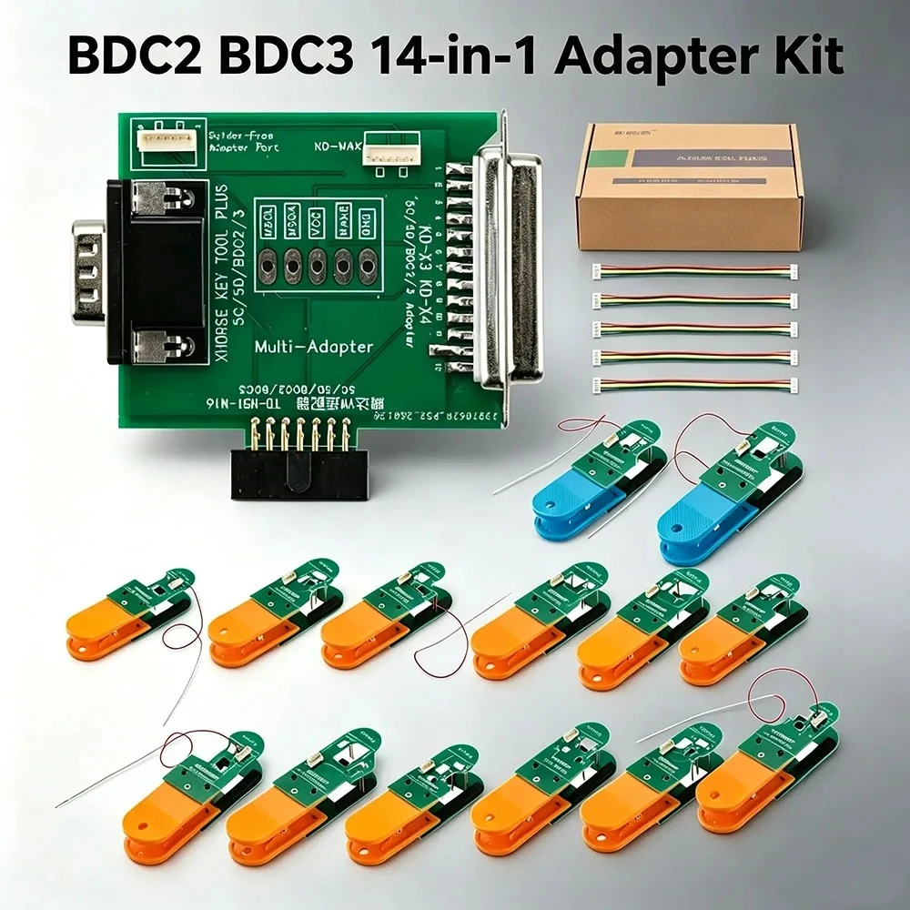 New OEM BDC2 BDC3 14-in-1 Adapter Kit for VAG 5C/ 5D/Porsche/AUDI A3/BMW Encrypted Key Programming & Matching Work with KD-X4