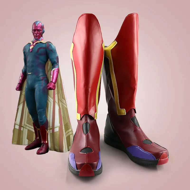 

DC Characters Vision Cosplay Costume Shoes Handmade Faux Leather Boots Halloween Carnival Boots