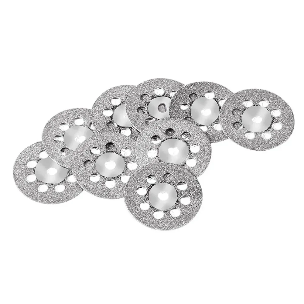 10pcs 2 Holes Diamond Cutting Wheels Coated  Rotary Tool With 2 Mandrel Die Grinder Metal Cut Off Disc Power Tools Spares