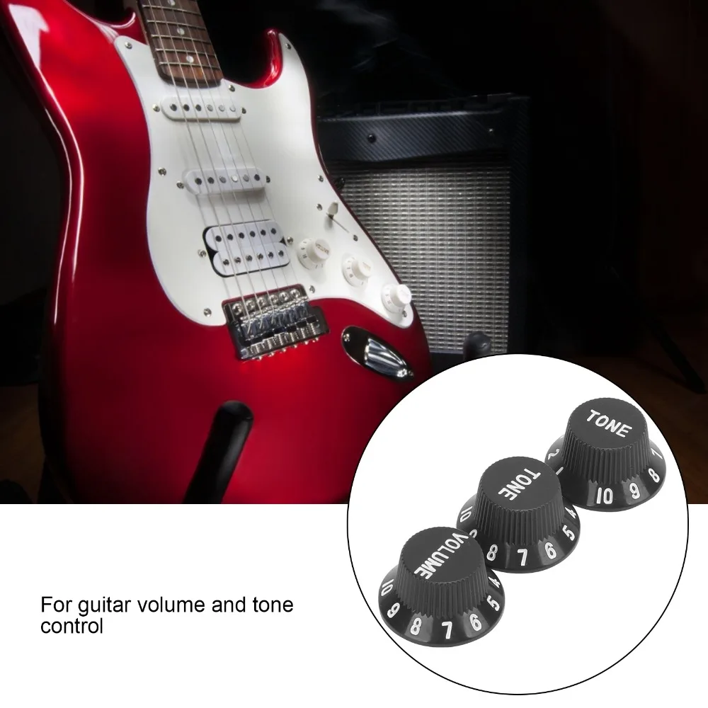 3PCS Premium Plastic Material Guitar Control Knobs Black Color 2T1V Electric Guitar Parts Speed Control Knobs Electric Guitar