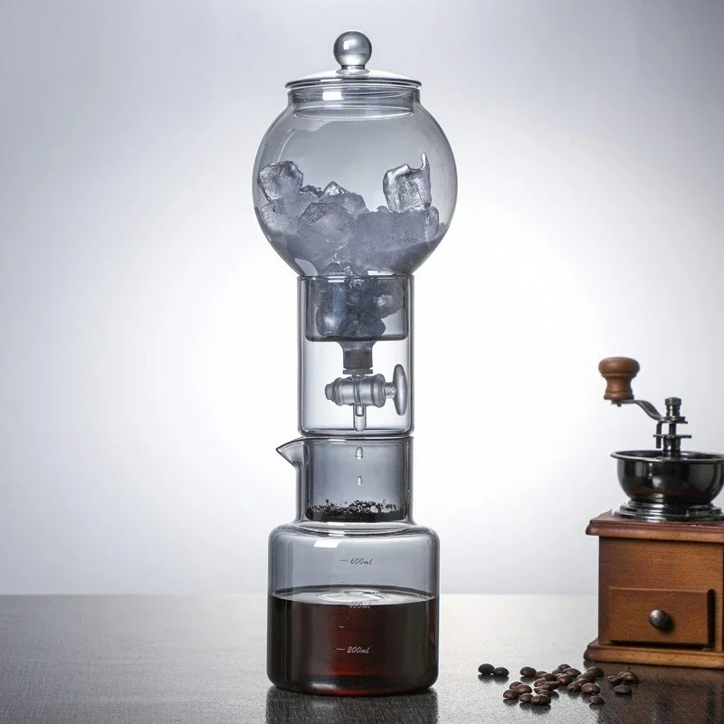 Ice drop pot, Nordic glass cold brew coffee pot set, drip filter ice drop pot.