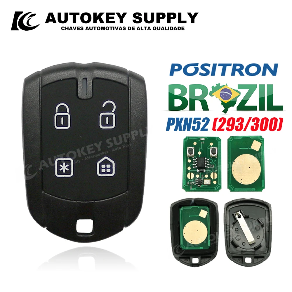 For Brazil Positron Flex (PXN52) Alarm System, Remote Key - Double Program (293/300) AKBPCP126AT / AKBPCP152AT AutokeySupply