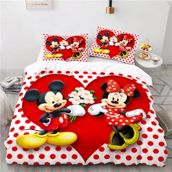 Disney-Juego de ropa de cama de dibujos animados para niños, funda nórdica de Mickey, Minnie Mouse, pareja encantadora, individual, doble, King completo, regalo, Dropshipping