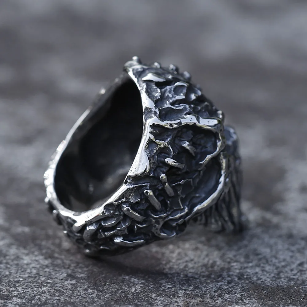 Gothic Punk Satanic Devil Skull Ring Vintage Steampunk Men's Stainless Steel Ring Hiphop Motorcycle Rock Biker Jewelry Wholesale