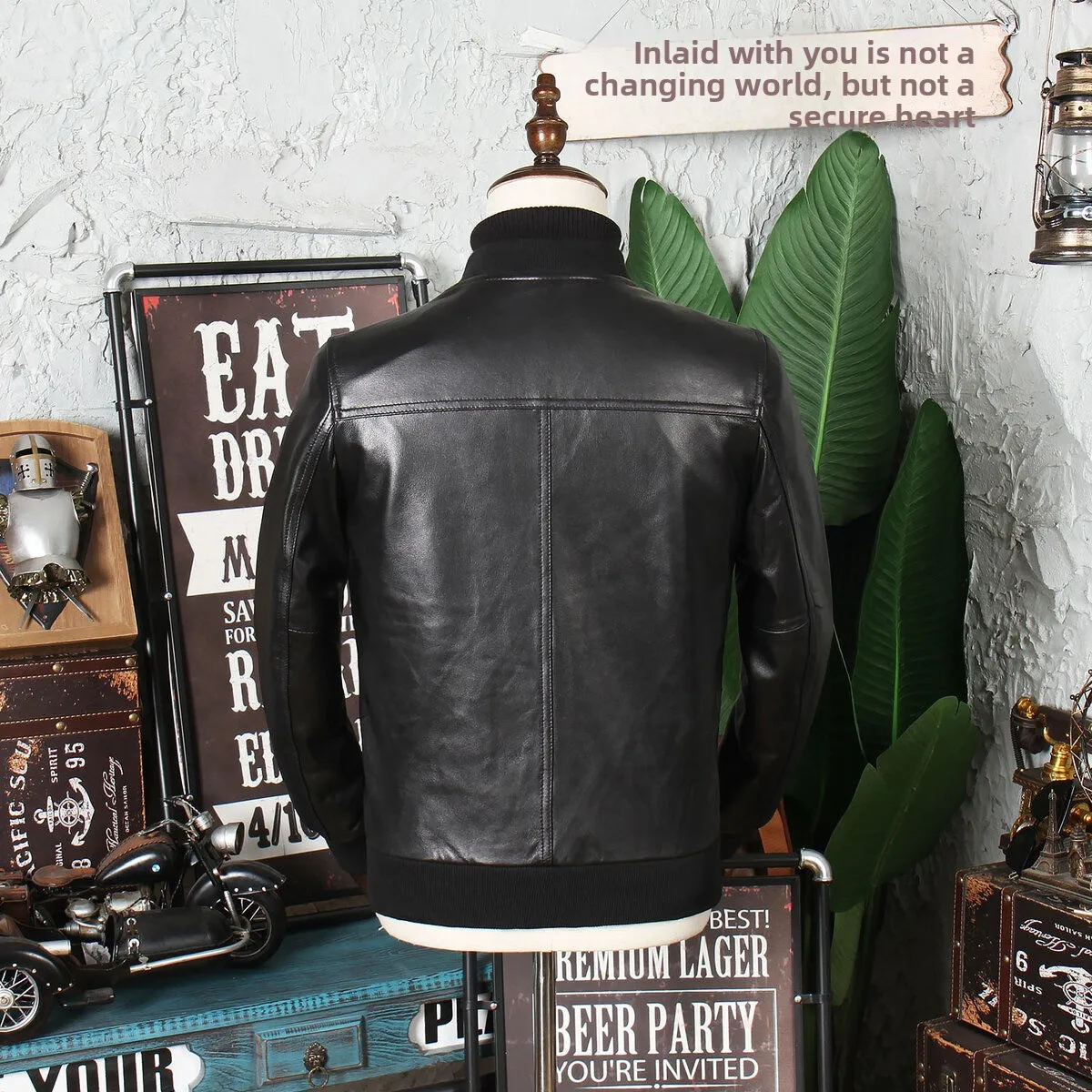 

Spring New Sle Harbin Genuine Leather Jaet Men's eepskin Baseball Biker Jaet ort Slim Fit Cotton Blend Outerwear