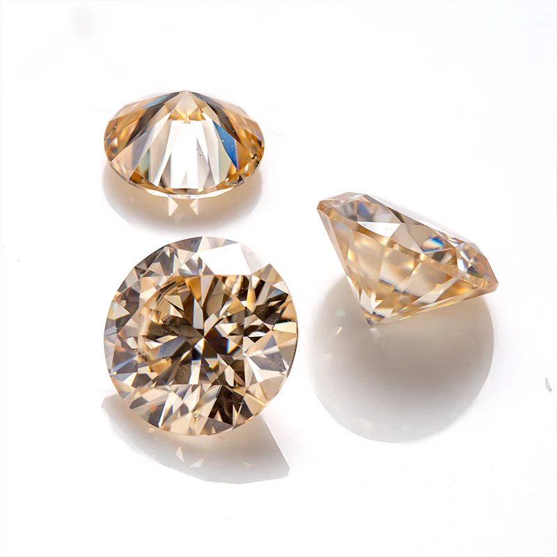 Loose Moissanite Champagne Color Rpund Brilliant Cut 6.5MM  1.0CT  Color VVS1 Gemstone for Making Engagement ewelry