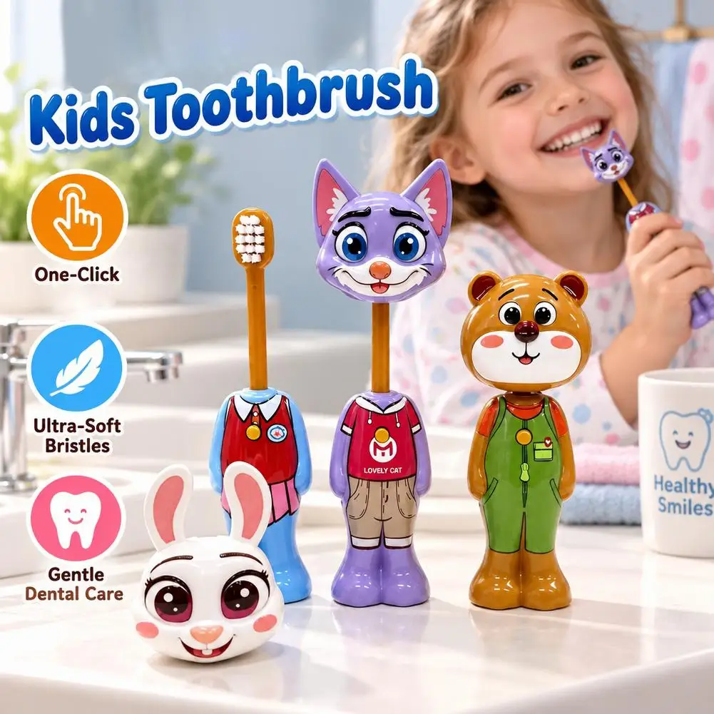 Anime my world Scalable Toothbrush Cute MC Figures Transformable Soft Bristled Toothbrush Fine Bristled Gifts