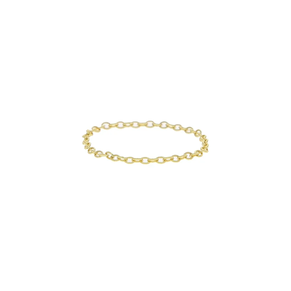 100% 925 Sterling Silver Women Gold Color Silver Chain Rings