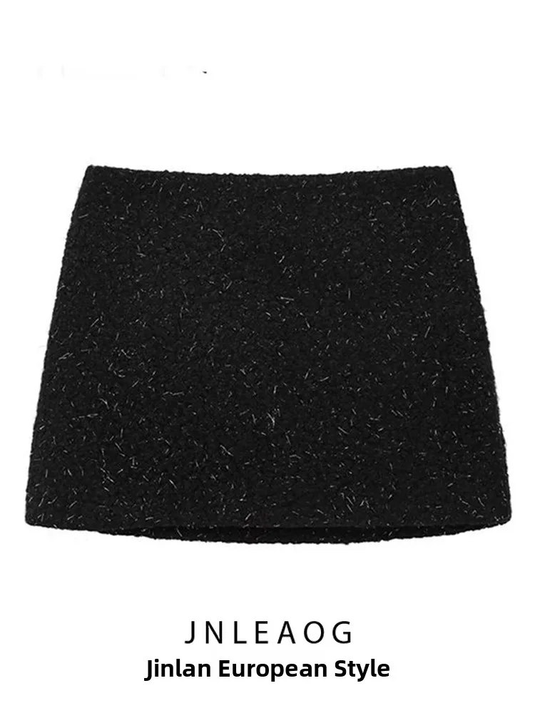 JNLEAOG Herfst Nieuwe Sle ort Parel Wollen f Rok vrouwen Faion Kleine Fraance Sle A-lijn Rok Busin Scène