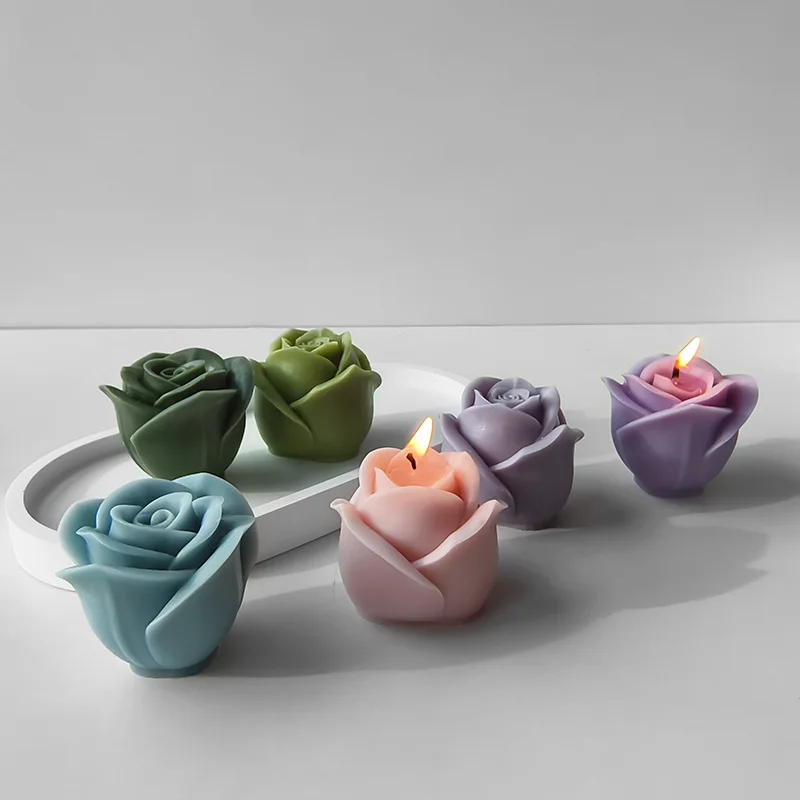 

Cute Rose Flower Siicone Candle Mold 2025 New 3d Rose Soap Candle Mold Form Gypsum Resin Casting Mould DIY Cake Baking Tools