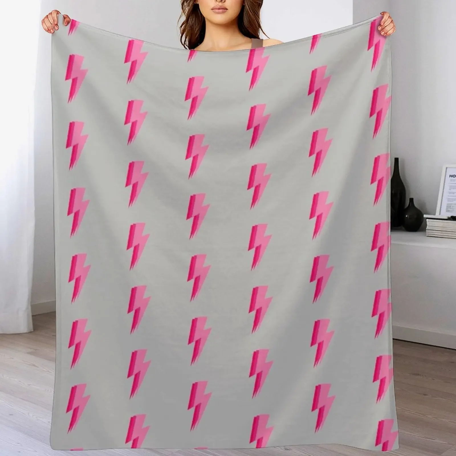 3 pink lightning bolt Throw Blanket Fluffy Cozy Throw Blanket for Home Decor