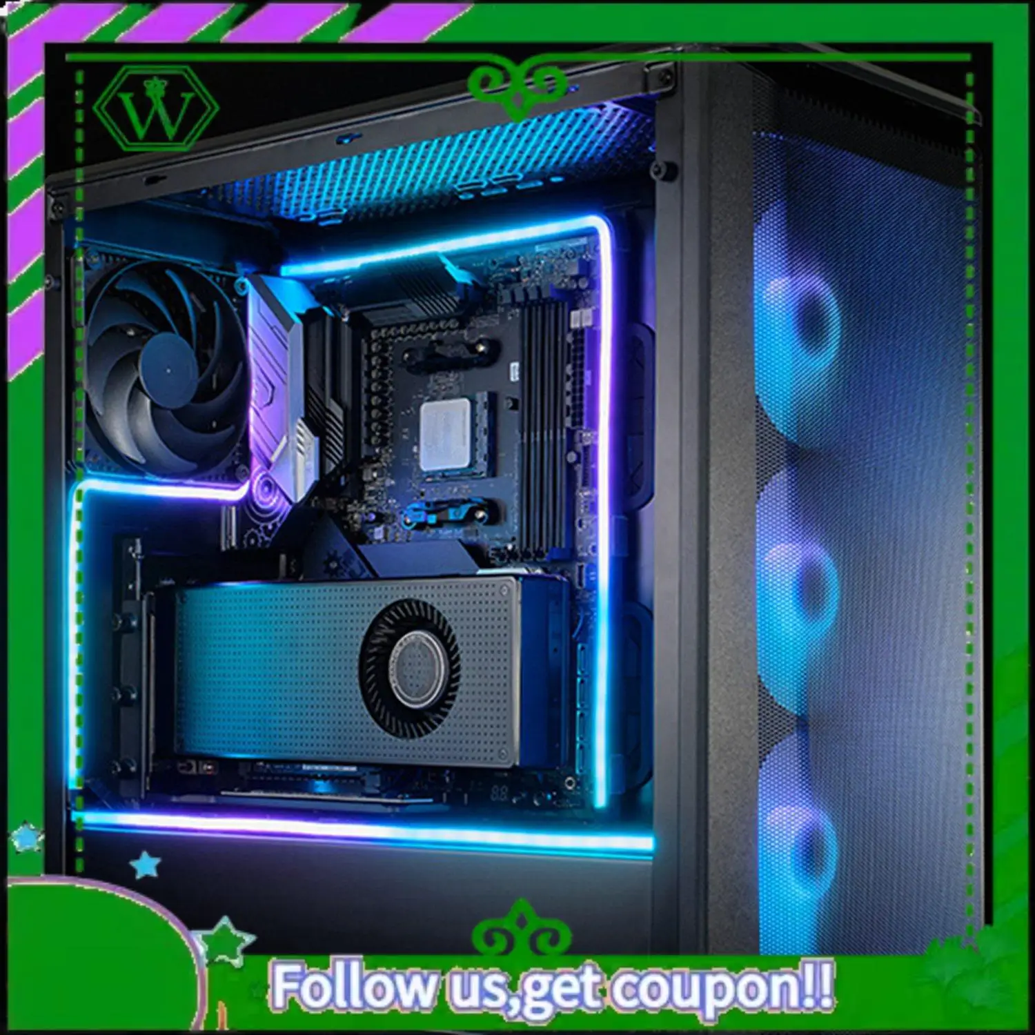 ABIK-1X phanteks m5 tira de luz argb neon computador caso decoração tira led 5v 3pin cabeçalho luz aura 550mm & 2pc 400mm