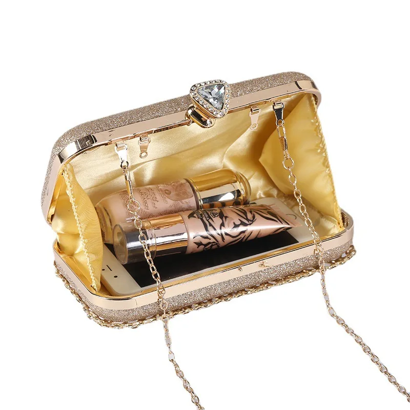 Diamond Evening Clutch Bag For Women Wedding Golden Clutch Purse Chain Shoulder Bag Small Party Handbag