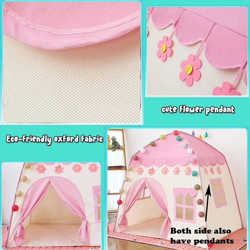 Imagem -04 - Outdoor Babys Sun Shelter Baby Tent Beach Pool Proteção uv Childs Camping Play House Cute Pink Flower Room Brinquedos para Crianças Meninas