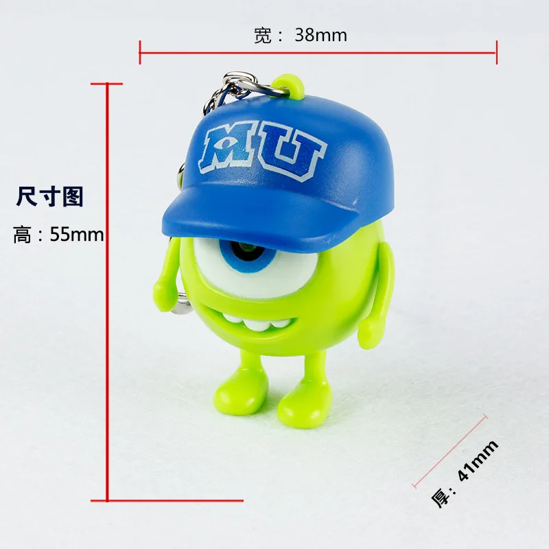 Disney Monsters University Mike llavero luz LED sonido Anime Wazowski Mr.Q figuras de acción colgante juguete para regalo