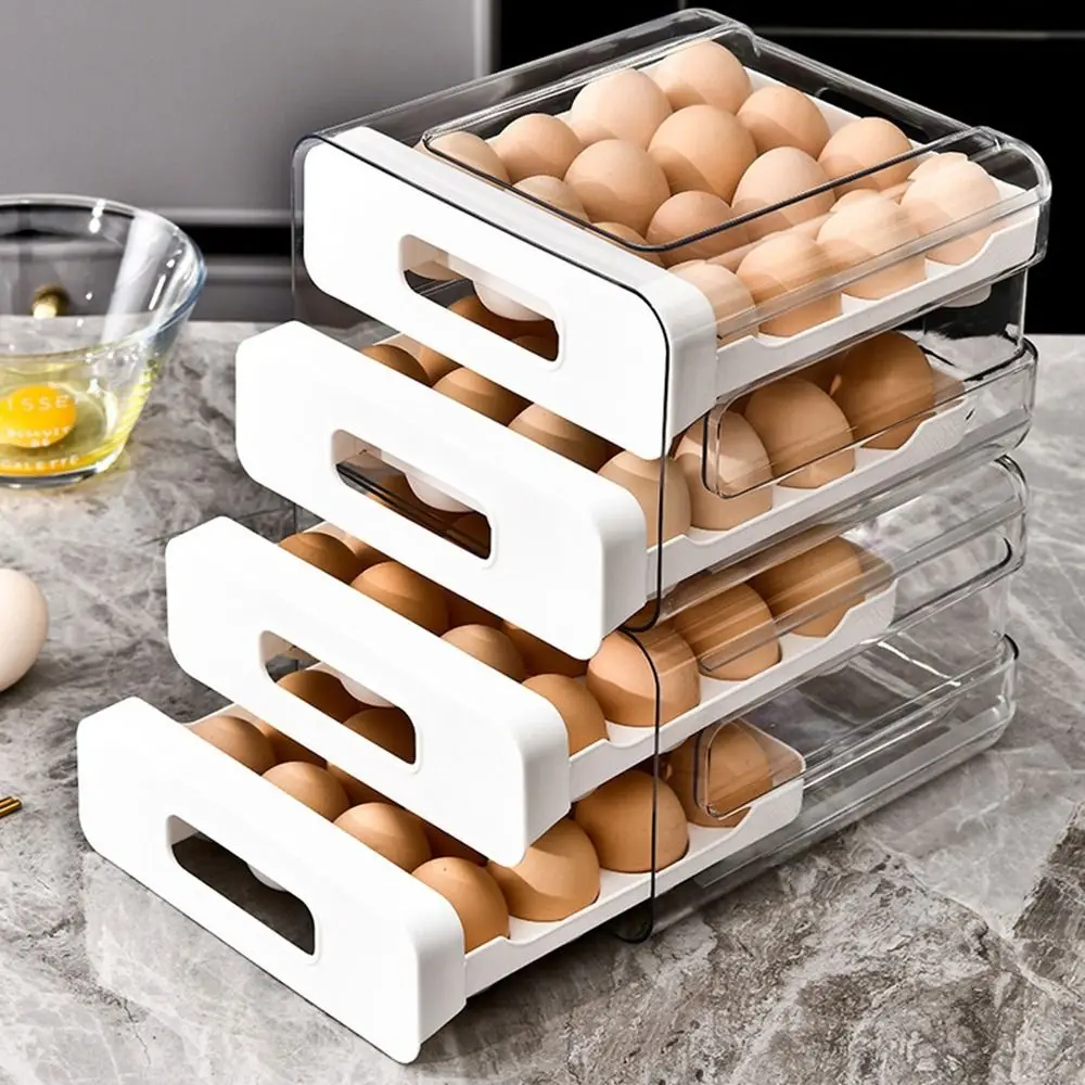 Plastic 32 Grid Egg Tray Stackable Space Saving Double-layer Egg Rack with Lid Large Capacity Egg Storage Container Refrigerator