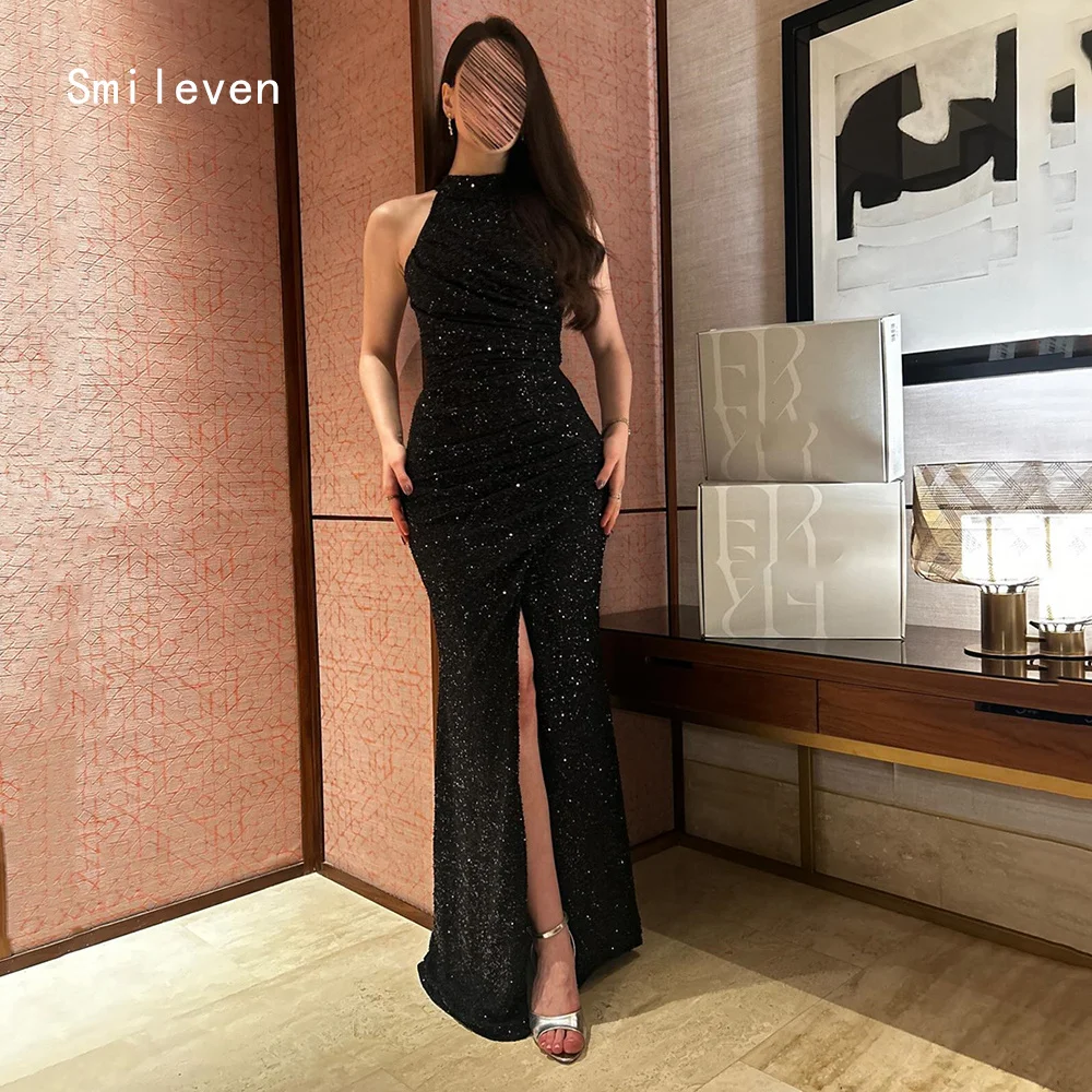

Smileven Elegant Shining Mermaid Prom Dress Sleeveless Party Gowns Halter Silt Occassion Dress Customized 2026