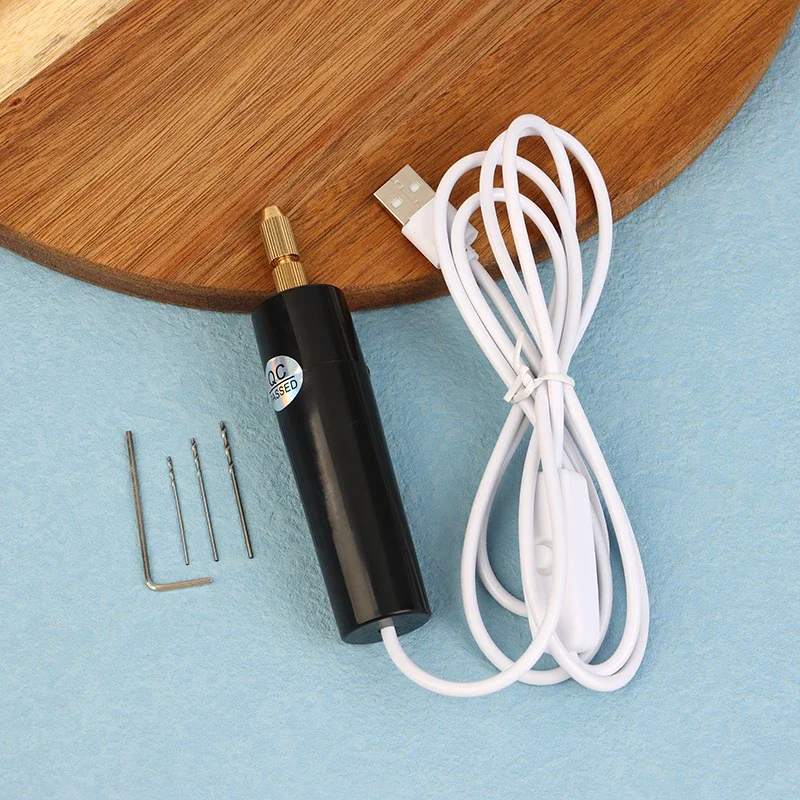 

5Pcs/Set DIY Electric USB Electric Drill Tools With 3 Drill Bits For Epoxy Resin Jewelry Making Wood Craft Engraving Pen Tool