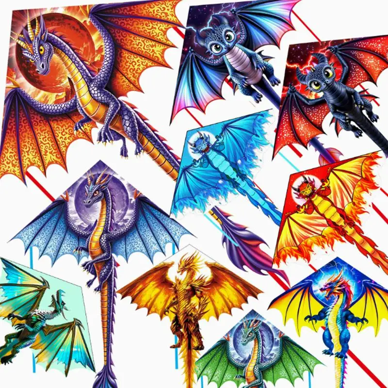 Dragon Kites Flying For Children Delta Kites Ripstop Nylon Fabric Wind Kite Line Lively Outdoor Toys