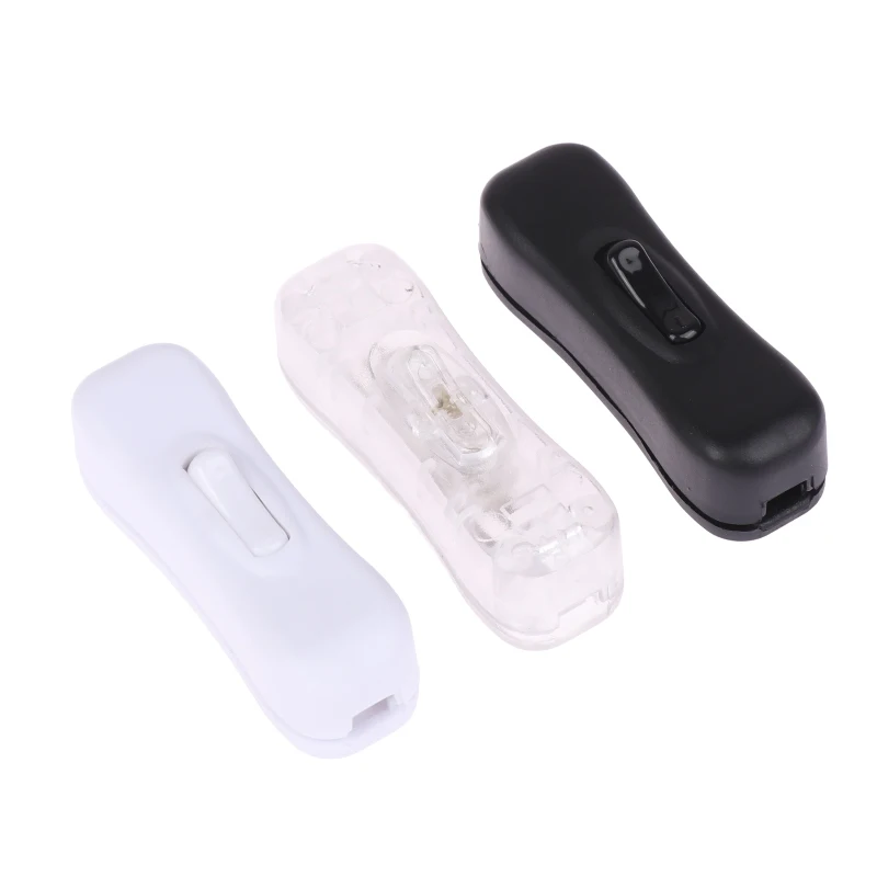 1pc AC Power Cable Switch Connector 304 Line Button Switch On Off White Black Transparent 220V Led Light Bulb Lamp Control Gear
