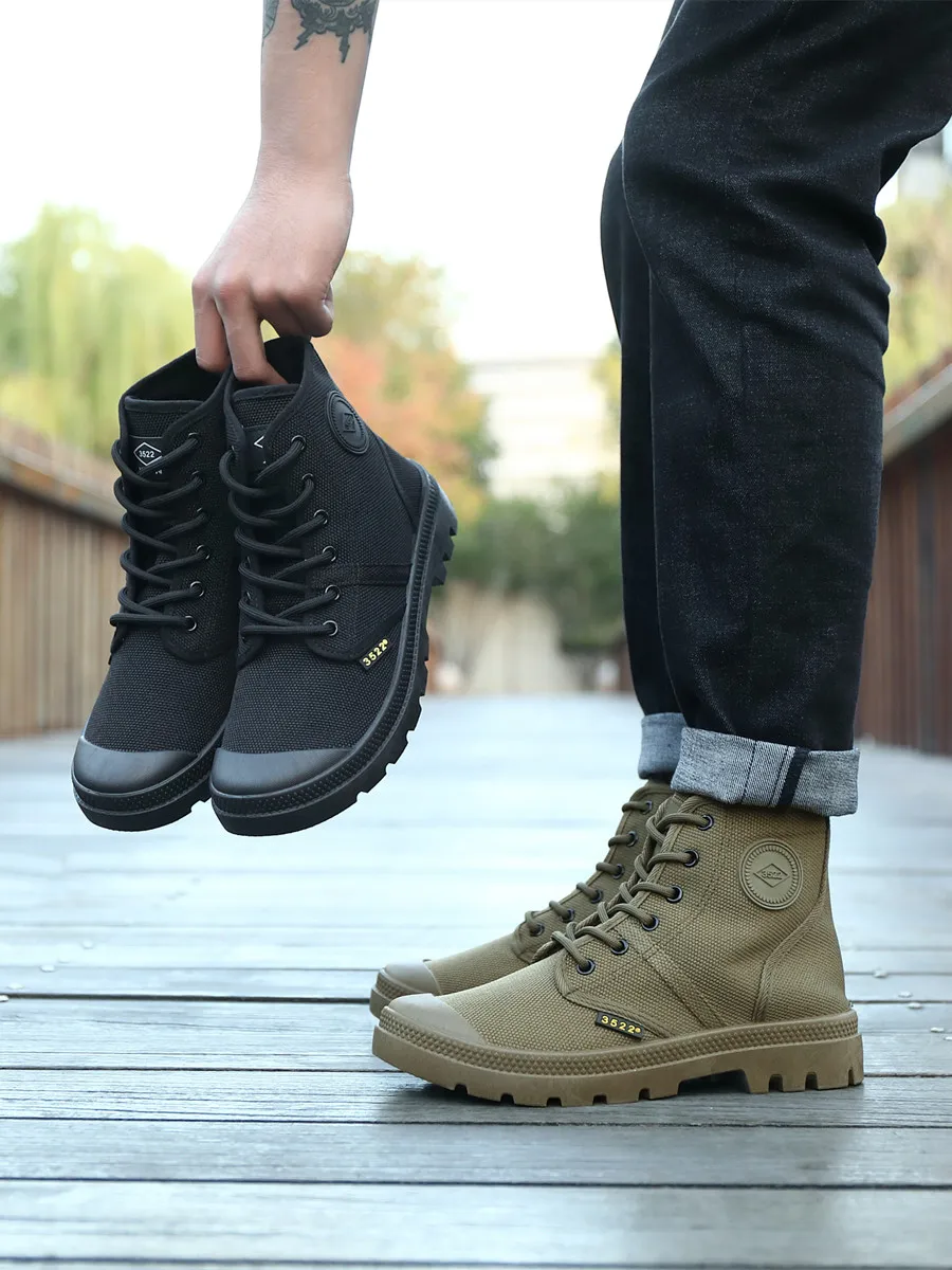 

Высокие парусиновые ботинки, мужские уличные противоскользящие износостойкие походные ботинки в стиле ретро для охраны труда oes Briti