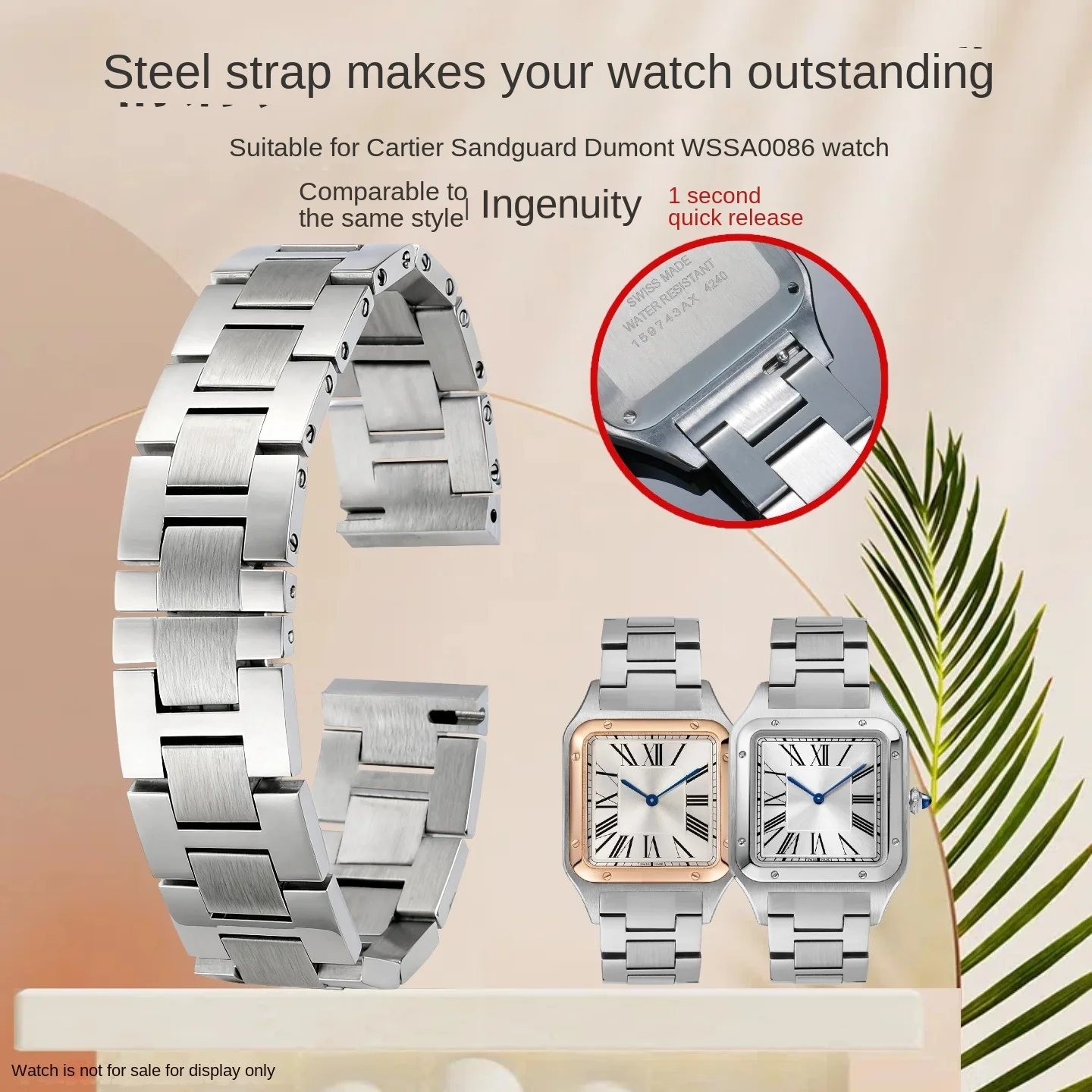 175mm-quick-release-304l-steel-bracelet-for-cartier-santos-dumont-steel-watch-strap-for-new-wssa0086-women's-watch-band-chain