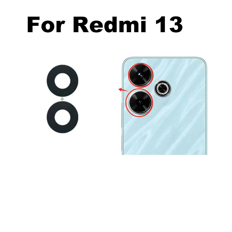 For Xiaomi Redmi 13 Back Camera Lens Glass Rear Camera Lens With Glue Adhesive Replacement