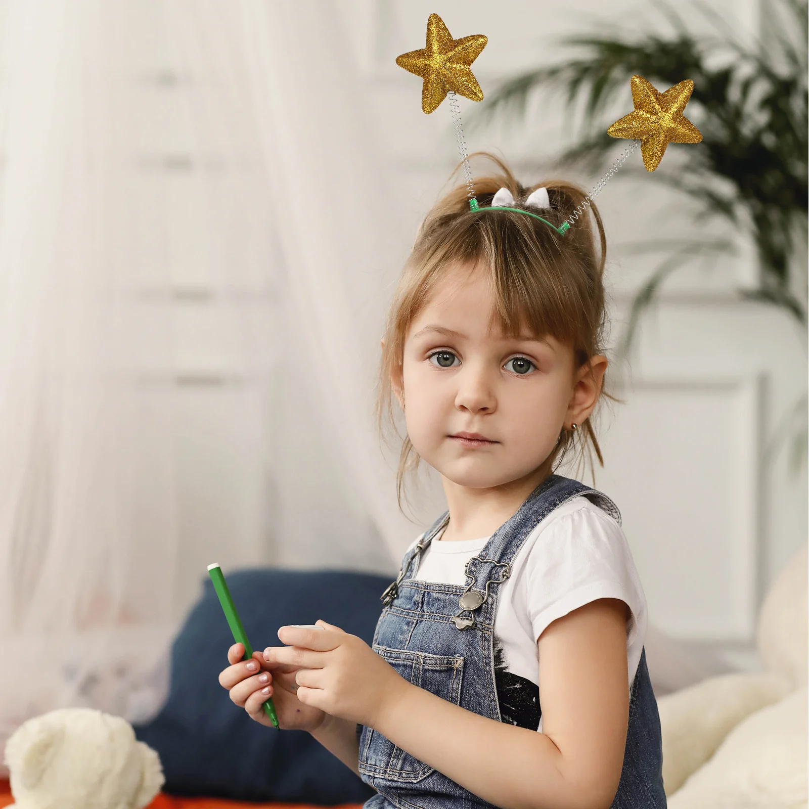 

8pcs Pentagram Hair Hoop Sequined Star Headwear For Girls Glittering Party Headdress Cosplay Hair Accessories Halloween